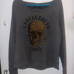 ECKO UNLMT WOMENS BACKLESS SKULL SWEATSHIRT SZXL